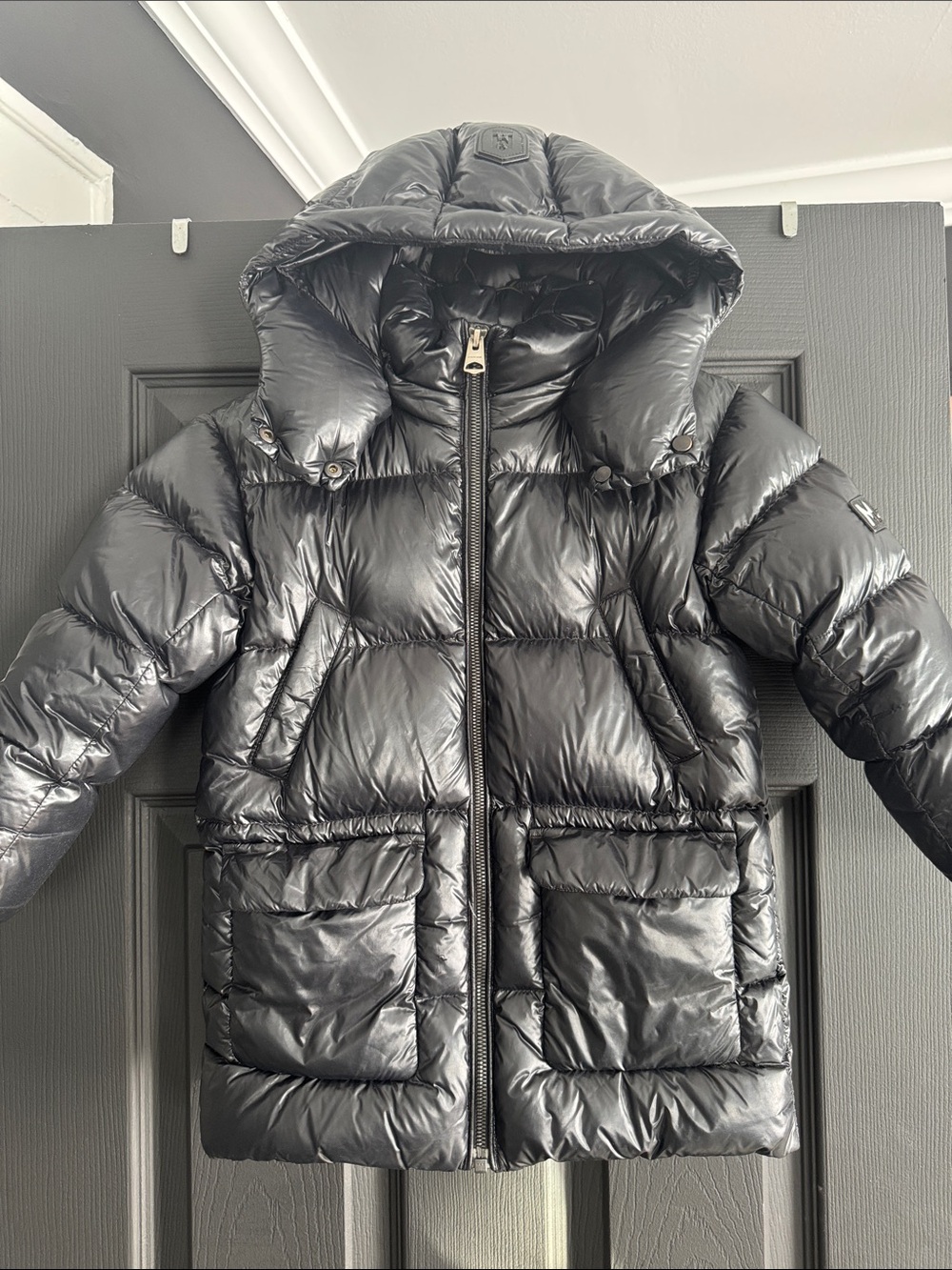Mackage Kids Black Shiny Puffer Jacket with Hood